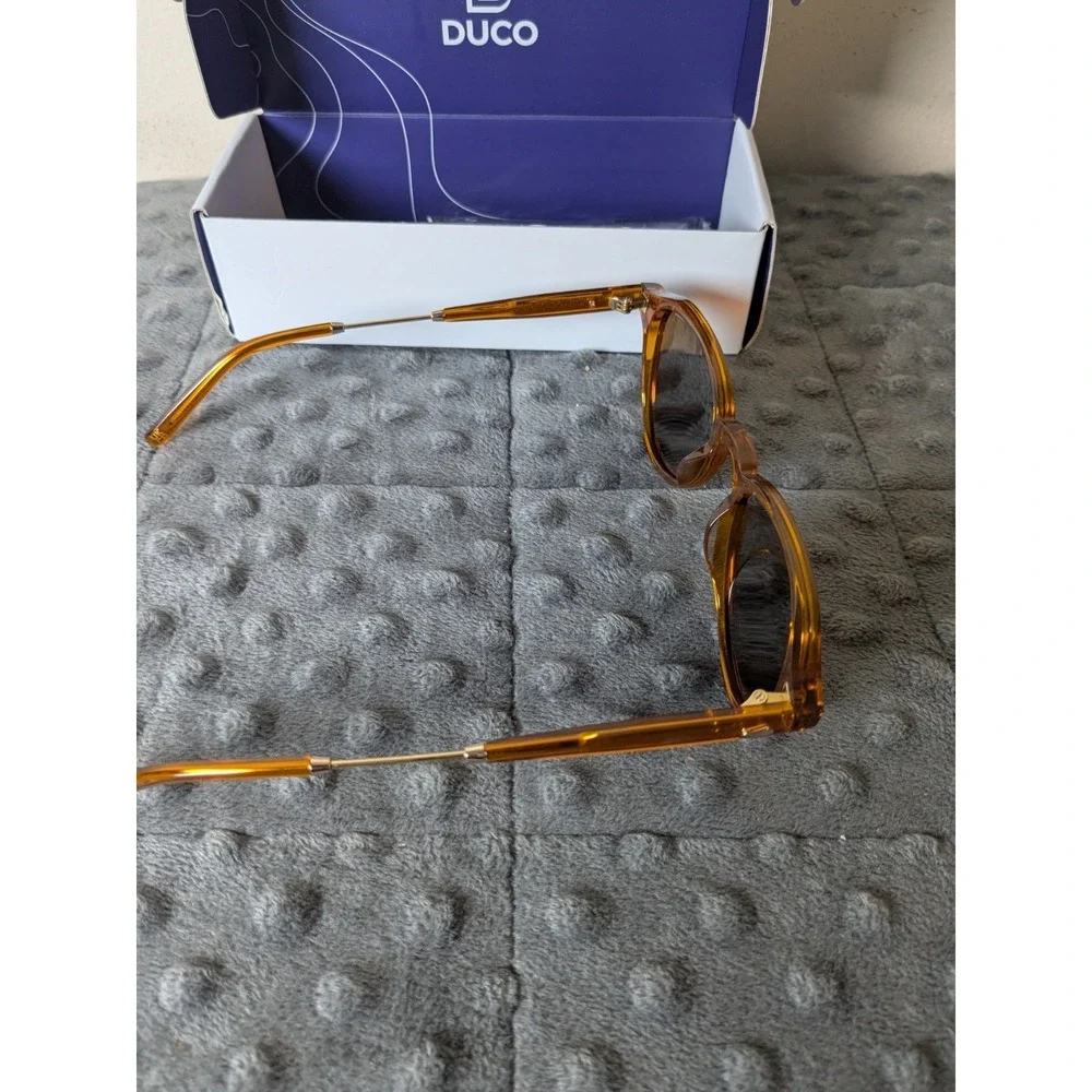 DUCO Round Classic Polarized Sunglasses With Brown Frames Black Lens‎